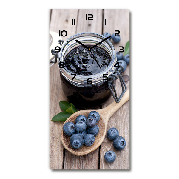 Orologio verticale in vetro con decorazione a tema marmellata di mirtilli