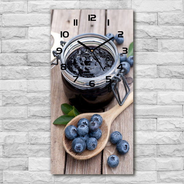 Orologio verticale in vetro con decorazione a tema marmellata di mirtilli