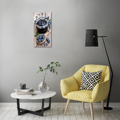 Orologio verticale in vetro con decorazione a tema marmellata di mirtilli