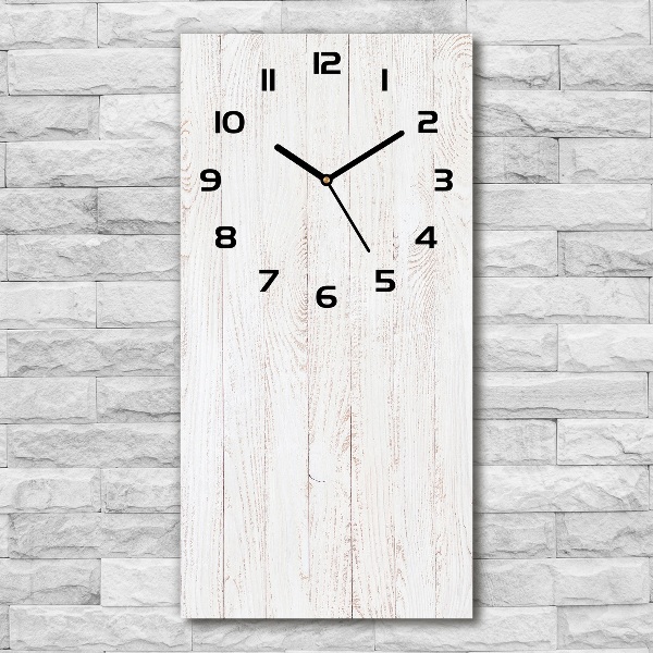 Orologio verticale in vetro con sfondo in legno
