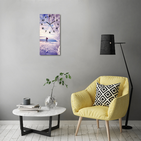 Orologio verticale in vetro con motivo sciatorе