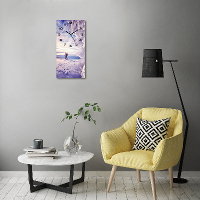 Orologio verticale in vetro con motivo sciatorе