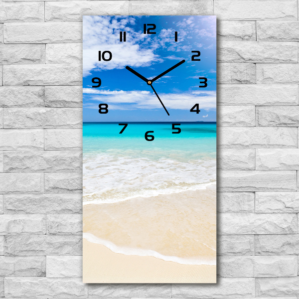 Orologio verticale in vetro con motivo spiaggia tropicale