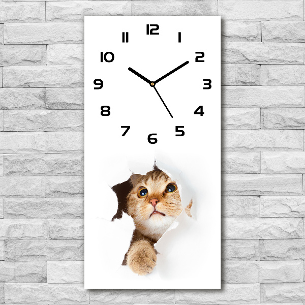 Orologio verticale in vetro con decorazione a forma di gatto
