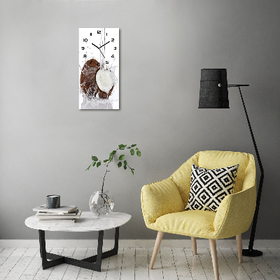 Orologio verticale in vetro con finitura in noce di cocco