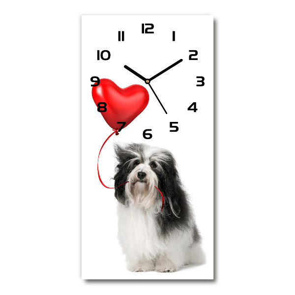Orologio verticale con motivo Havanese che regge un palloncino