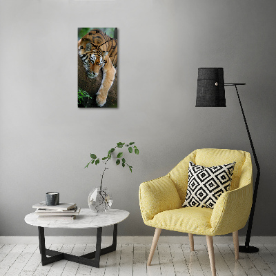 Orologio verticale con decorazione raffigurante una tigre su un albero
