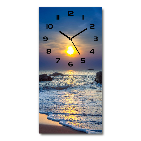 Orologio verticale in vetro con motivo Spiaggia al tramonto