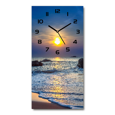 Orologio verticale in vetro con motivo Spiaggia al tramonto