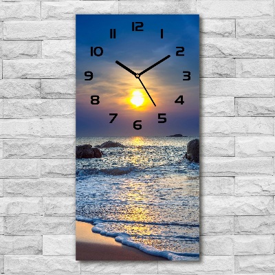 Orologio verticale in vetro con motivo Spiaggia al tramonto