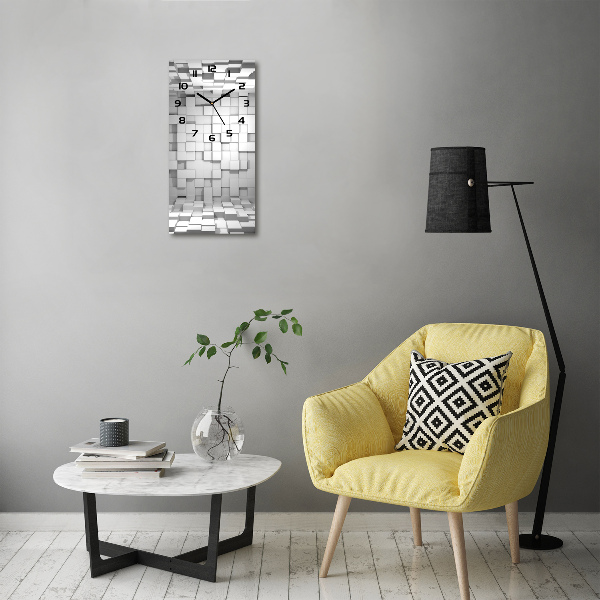 Orologio verticale in vetro con motivo a cubi