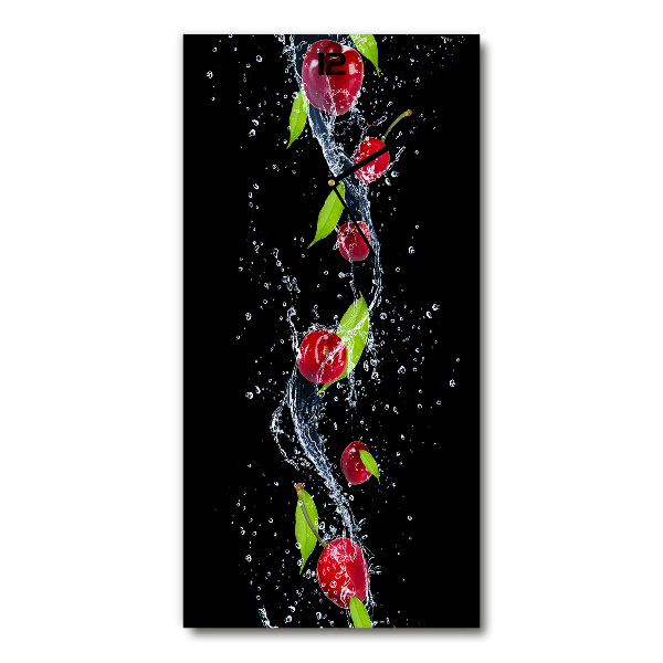 Orologio verticale in vetro con motivo di ciliegie