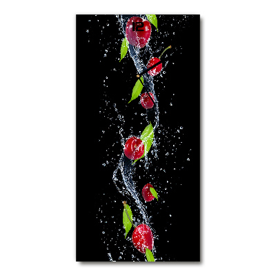 Orologio verticale in vetro con motivo di ciliegie