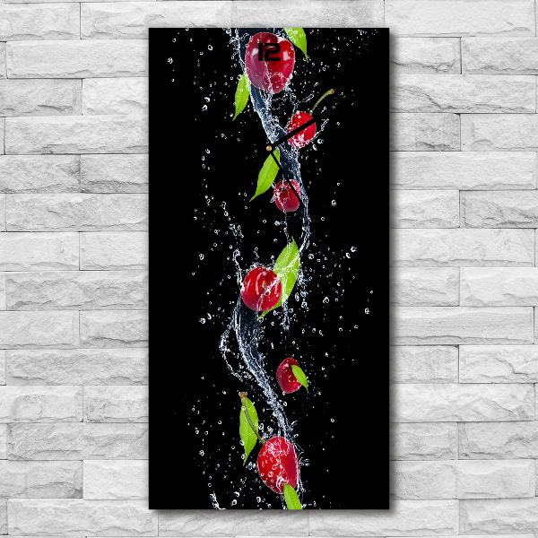 Orologio verticale in vetro con motivo di ciliegie