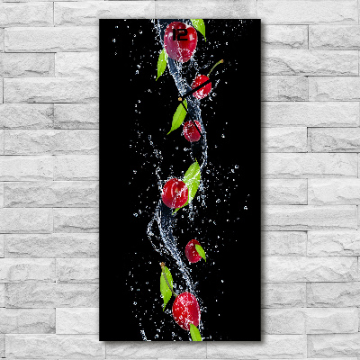 Orologio verticale in vetro con motivo di ciliegie