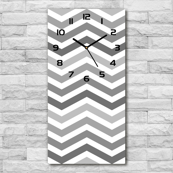Orologio verticale in vetro con motivo a zigzag grigio