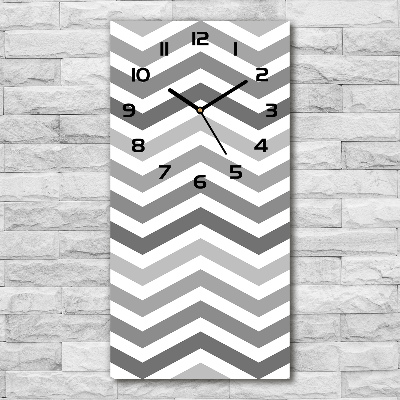 Orologio verticale in vetro con motivo a zigzag grigio
