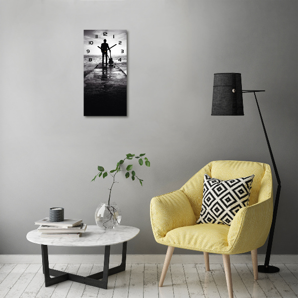 Orologio rettangolare con motivo 'Chitarrista sul molo'