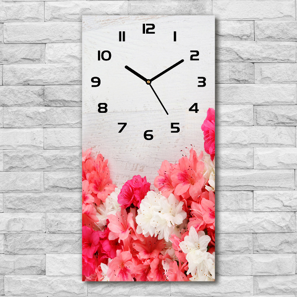 Orologio verticale con motivo di fiori su sfondo effetto legno