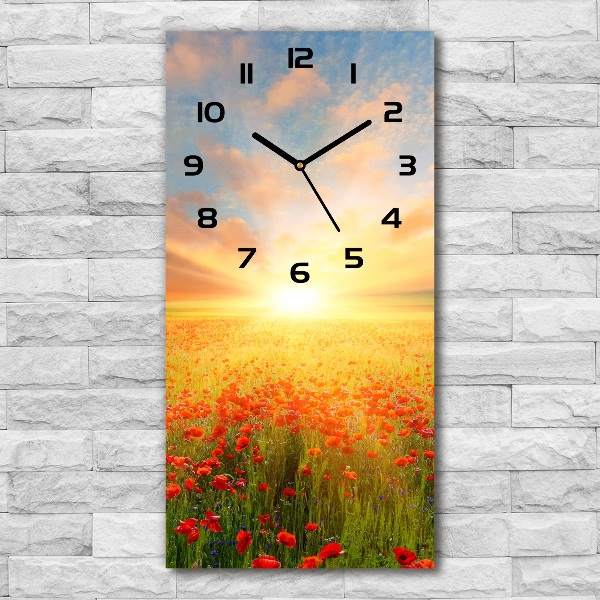 Orologio verticale con motivo di un campo di papaveri