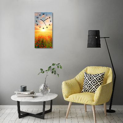 Orologio verticale con motivo di un campo di papaveri