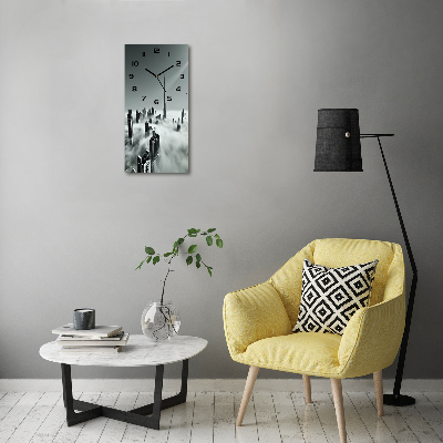 Orologio verticale in vetro con motivo grattacieli