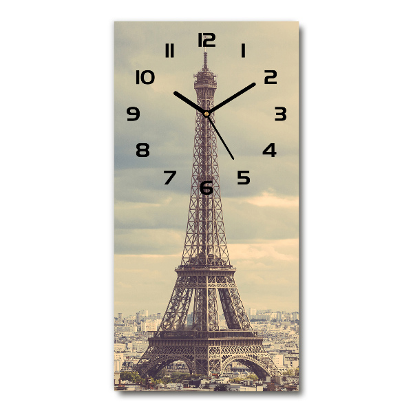 Orologio verticale in vetro con stampa della Torre Eiffel di Parigi