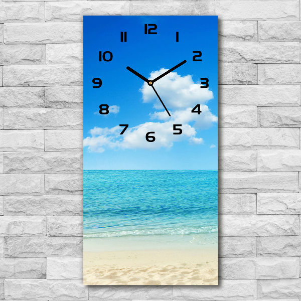 Orologio verticale in vetro con motivo spiaggia tropicale
