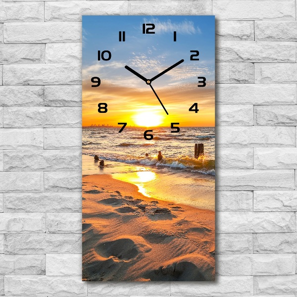 Orologio verticale con motivo mare al tramonto