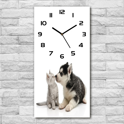 Orologio rettangolare con motivo cane e gatto