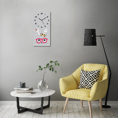 Orologio verticale in vetro con decorazione coniglio con gli occhiali