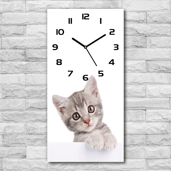 Orologio verticale con motivo di gatto grigio