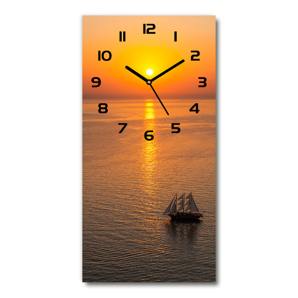 Orologio verticale in vetro con stampa del mare al tramonto