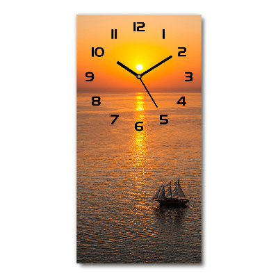 Orologio verticale in vetro con stampa del mare al tramonto