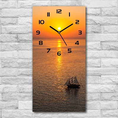 Orologio verticale in vetro con stampa del mare al tramonto
