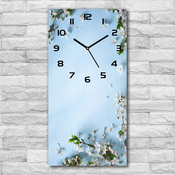 Orologio verticale in vetro con decorazione a fiori di ciliegio