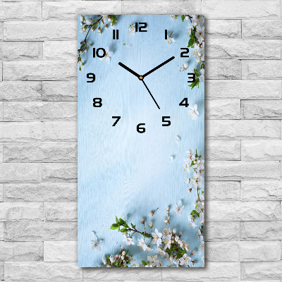 Orologio verticale in vetro con decorazione a fiori di ciliegio