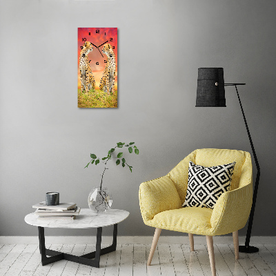 Orologio verticale in vetro con motivo di due ghepardi