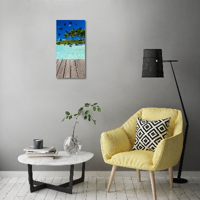 Orologio verticale in vetro con motivo spiaggia tropicale