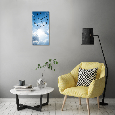 Orologio verticale in vetro con motivo di nuvole nel cielo