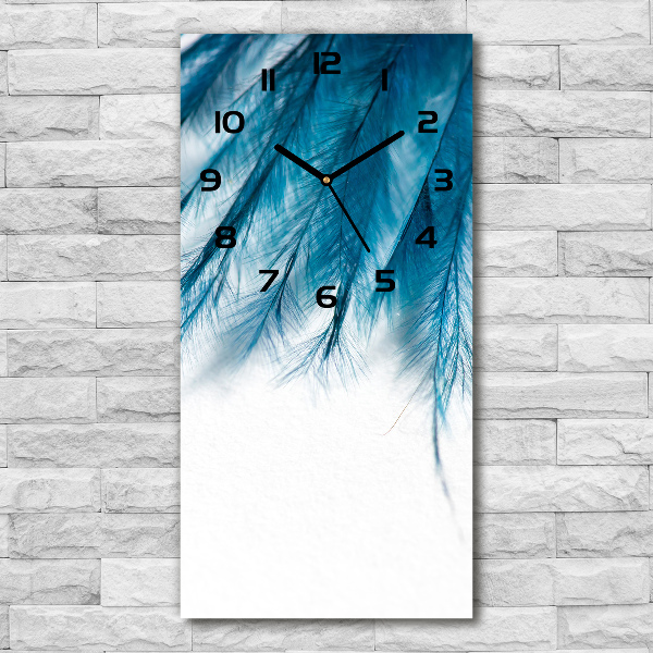 Orologio rettangolare con quadrante decorato con piume blu