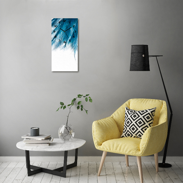 Orologio rettangolare con quadrante decorato con piume blu