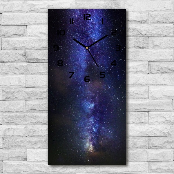 Orologio verticale in vetro con motivo della Via Lattea
