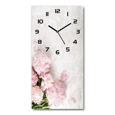 Orologio verticale con motivo di peonie su sfondo effetto marmo