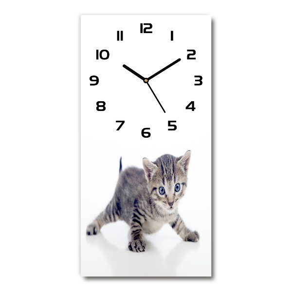 Orologio verticale in vetro con motivo gattino