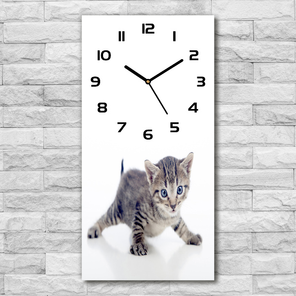 Orologio verticale in vetro con motivo gattino