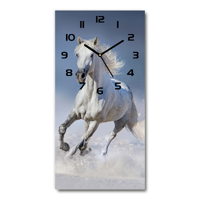 Orologio rettangolare con quadrante decorato con un cavallo bianco al galoppo