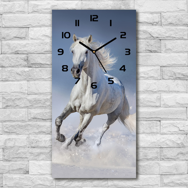 Orologio rettangolare con quadrante decorato con un cavallo bianco al galoppo