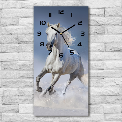 Orologio rettangolare con quadrante decorato con un cavallo bianco al galoppo