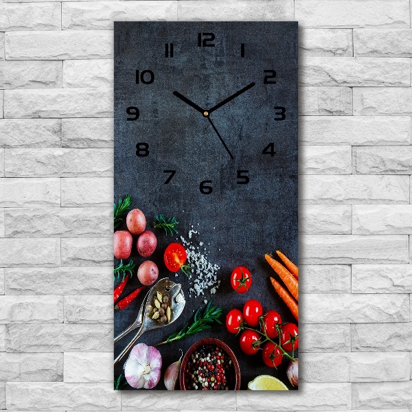 Orologio verticale in vetro con motivo di verdure e spezie